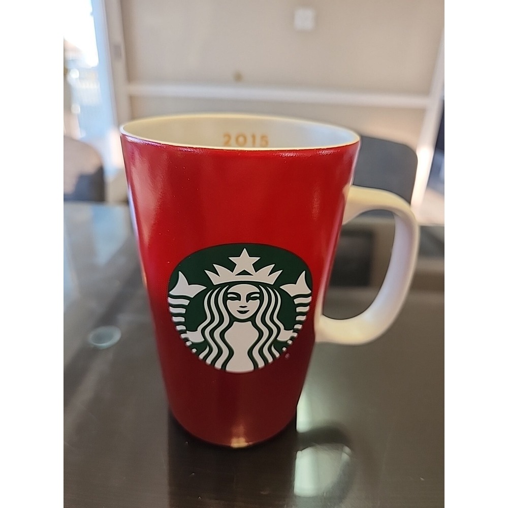 Starbucks 2015 Mug Red Ombre 16 oz Tall Logo Mermaid Coffee Tea Cup Holiday XMAS
